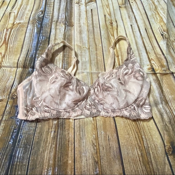 Gel Bra Peach Floral Lace Gel Insert Bra - Picture 1 of 6